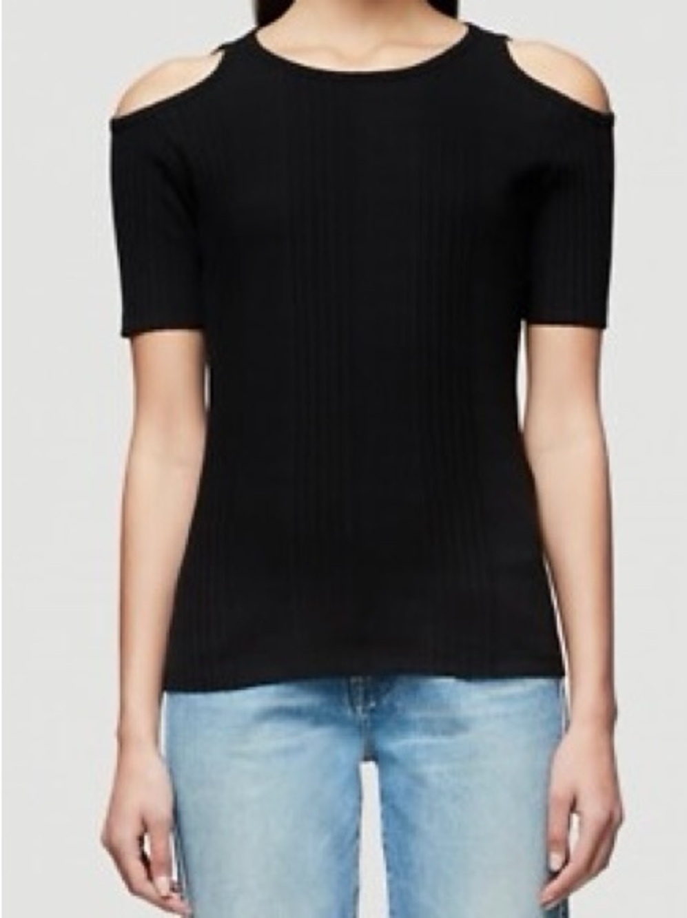 Frame Black Cold Shoulder Ribbed Top Minimalist Capsule | Size Small